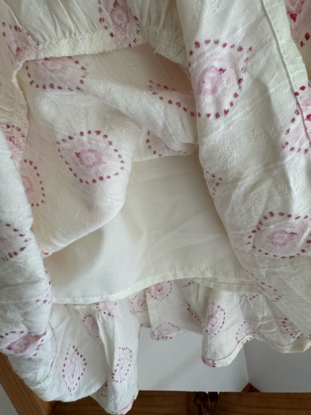 Girls' Cream Sundress with Pink Diamond Print - Spaghetti Strap Casual Dress - Picture 6 of 6